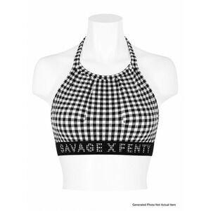 Savage X Fenty Rihanna Gingham Logo Band Racerback Sports Bra 2X Y2K Athleisure